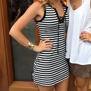 Black and white striped dress